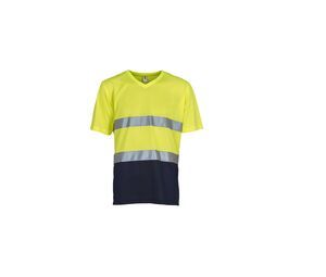 YOKO YK910 - T-shirt haute visibilité col V Hi Vis Yellow/Navy