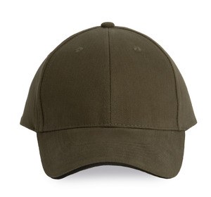 K-up KP011 - ORLANDO - CASQUETTE HOMME 6 PANNEAUX Dark Khaki / Dark Grey