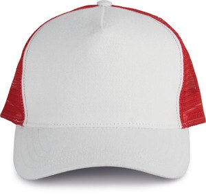 K-up KP137 - CASQUETTE TRUCKER - 5 PANNEAUX Blanc-Rouge