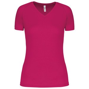 Proact PA477 - T-shirt de sport manches courtes col v femme Fuchsia
