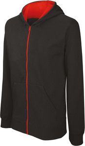 Kariban K486 - Sweat-shirt zippé capuche enfant Noir-Rouge