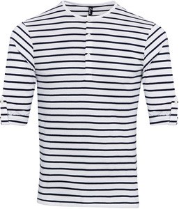 Premier PR218 - T-shirt homme "Long John" Blanc / Bleu marine