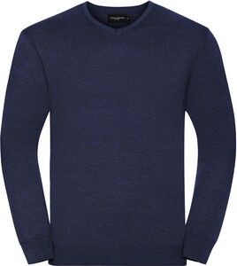 Russell Collection RU710M - Pullover Homme Col V Denim Marl