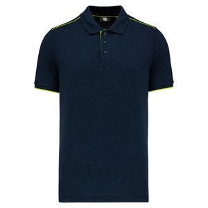 WK. Designed To Work WK270 - Polo contrastant manches courtes homme DayToDay Navy/Fluorescent Yellow