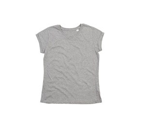 MANTIS MT081 - Tee-shirt femme manches roulées Heather Grey Melange