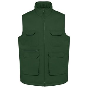 WK. Designed To Work WK607 - Gilet polycoton multipoches rembourré unisexe Forest Green
