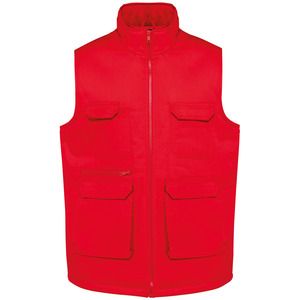 WK. Designed To Work WK607 - Gilet polycoton multipoches rembourré unisexe Red