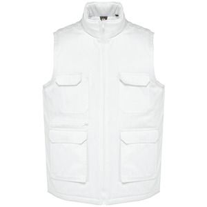 WK. Designed To Work WK607 - Gilet polycoton multipoches rembourré unisexe White