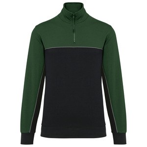 WK. Designed To Work WK404 - Sweat-shirt écoresponsable col zippé unisexe Black/Forest Green