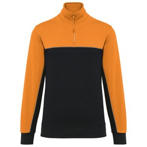 WK. Designed To Work WK404 - Sweat-shirt écoresponsable col zippé unisexe Black / Orange