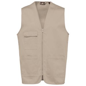 WK. Designed To Work WK608 - Gilet polycoton multipoches unisexe Beige