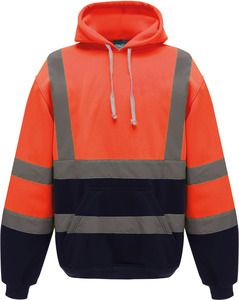 Yoko YHVK05 - Sweatshirt capuche haute visibilité Hi Vis Orange/Navy