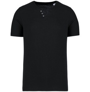 Kariban KNS302 - T-shirt écoresponsable henley manches courtes homme - 140 g Black