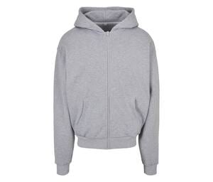 BUILD YOUR BRAND BY192 - Sweat zippé à capuche très lourd Heather Grey