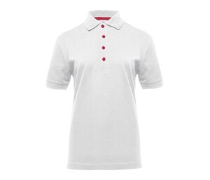 BLACK&MATCH BM101 - Polo femme boutons contrastés Blanc-Rouge