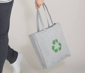 NEWGEN NG110 - Sac shopping en coton recyclé avec soufflet Heather Black