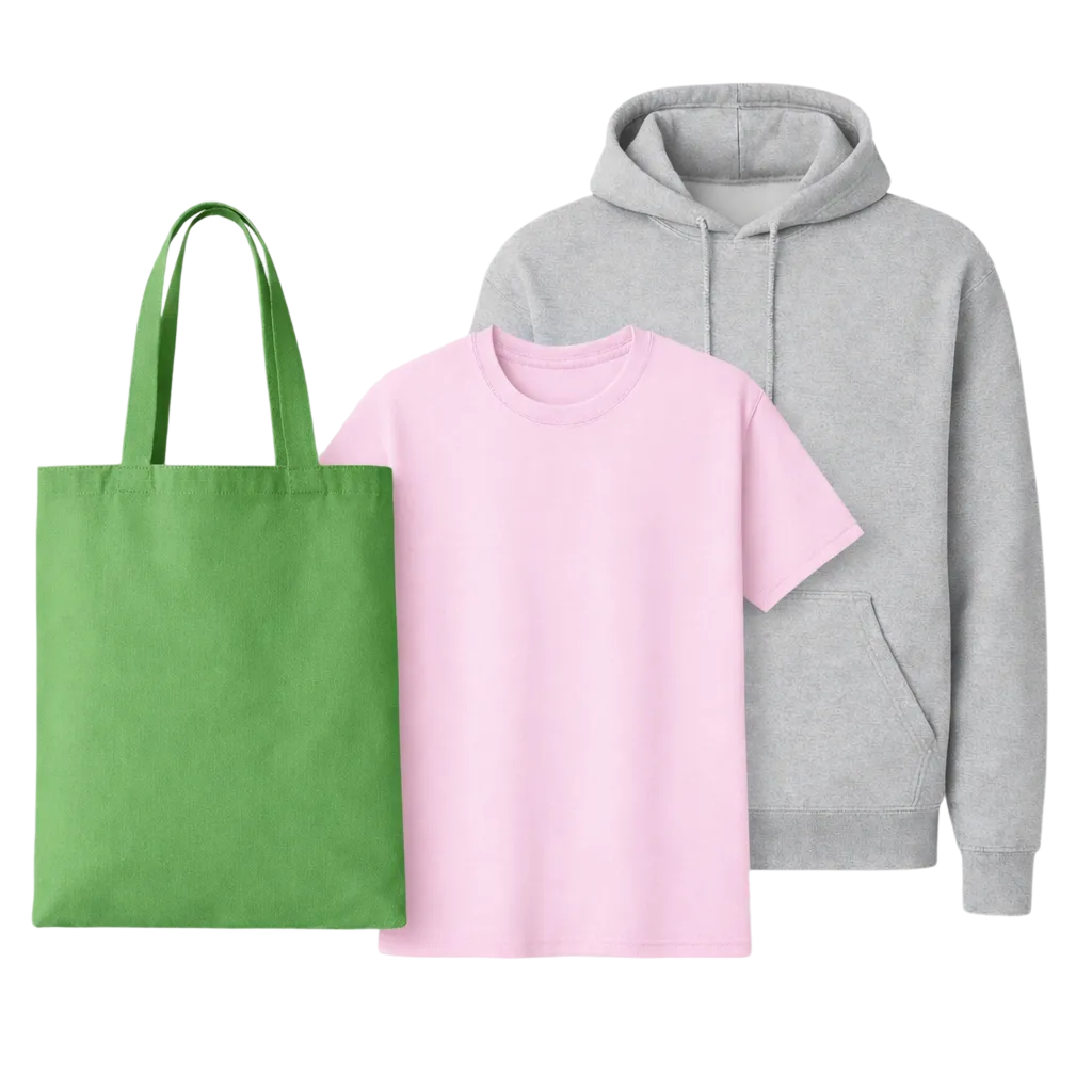 Essentials Pack: Gildan 18500 Hoodie + 5000 T-Shirt + Westford Mill Tote Bag